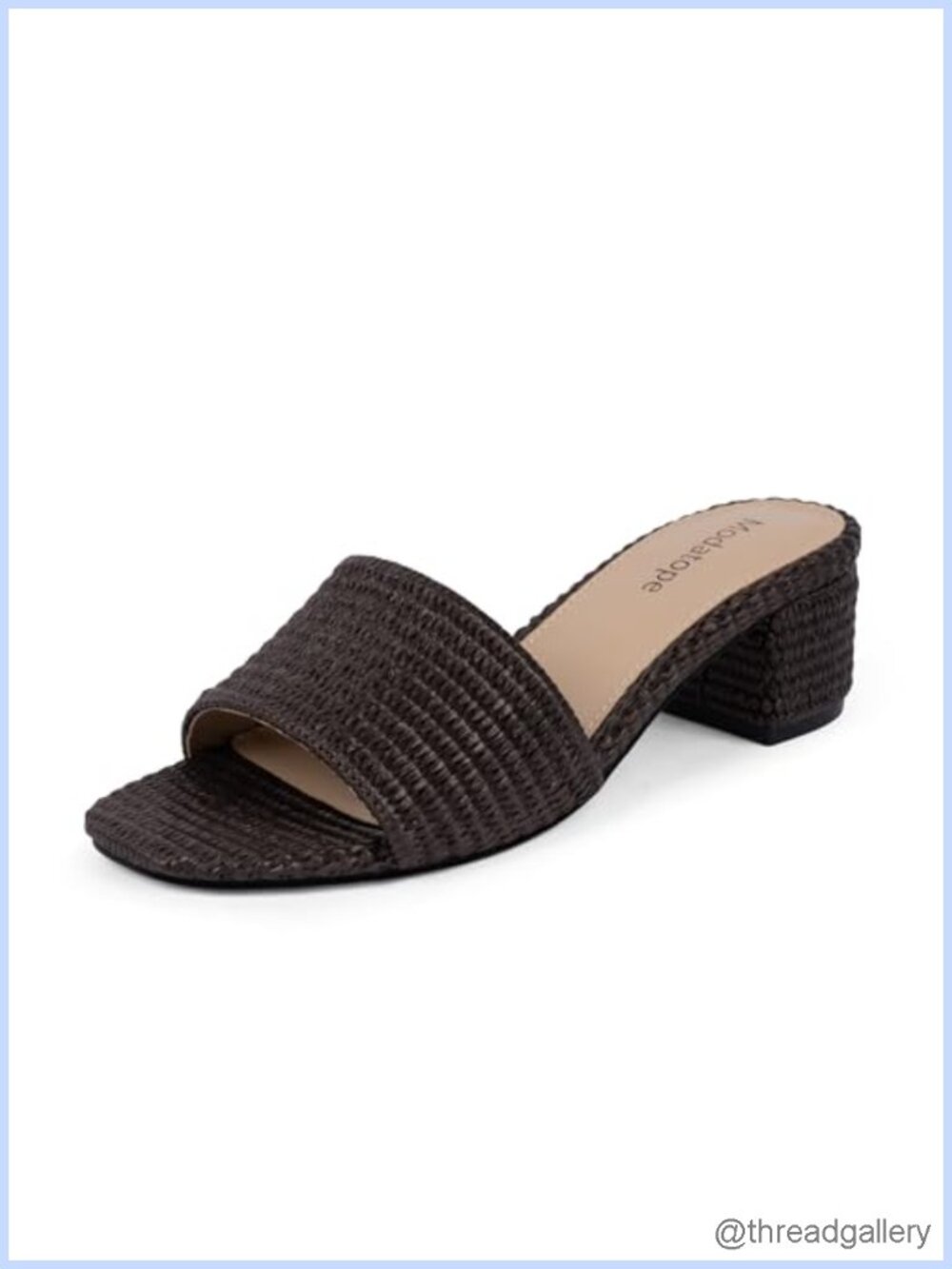 Braided Chunky Low Heel Square Toe Open Toe Heeled Mules Sandals